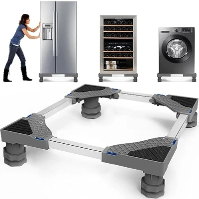 Image of NIUXX Washing Machine Stand with 4 Holding Feet, Small Furniture Appliance Base for Dryer, Refrigerator and Washer, Size Adjustable 42cm to 65cm Height 10 14cm