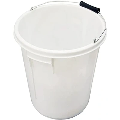 Image of 25l Plasterers Bucket Depth Gauge Durable Plastic Metal Handle White