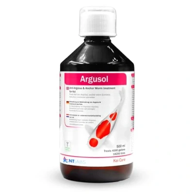 Image of NT Labs Koi Care Argusol, Medicine, Treatment for Fish Lice (Argulus), Anchor Worm (Lernaea) and Other Crustacean Parasites, Easy to use Suspension of Diflubenzuron, 500ml