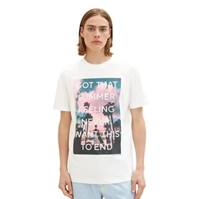 Image of TOM TAILOR Denim Men&#039;s 1037682 T Shirt, 12906 Wool White, S
