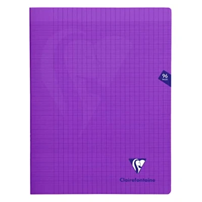 Image of Clairefontaine Ref 373361C Mimeys Side Stapled Notebook (96 Pages) A4+ Size, Polypro Cover, 90gsm Brushed Vellum Paper, Séyès Ruling Purple Cover