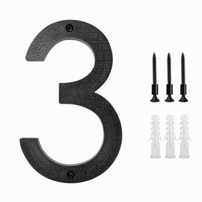 Image of nanlyiau 8in/20cm 3D Numbers house door number Waterproof address front numerals and corrosion resistant Matte black ABS resin (ABS 8in3)