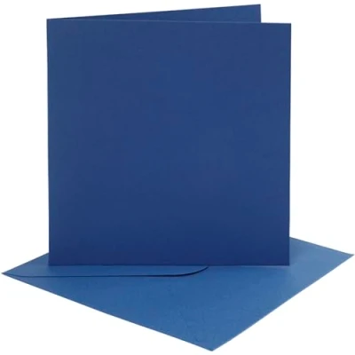Image of 4 Dark Blue 6x6 Cards &amp; Envelopes for Card Making Crafts Blanks
