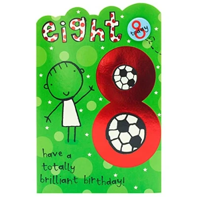 Image of UK Greetings 8th Birthday Card for Boy Football Design