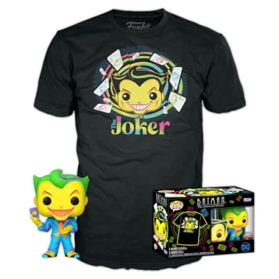 Image of Funko Pop! &amp; Tee: DC Joker (BKLT) Extra Large (XL) Comics T Shirt Clothes With Collectable Vinyl Figure Gift Idea Toys and Short Sleeve Top for Adults Unisex Men Women