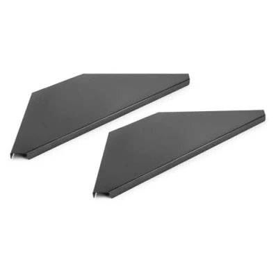 Image of VONYX DBC2 DJ Booth with Corner Shelves Set and Carry Bag Portable Sturdy Stand for Professional Home Use Easy Setup Storage Black Mobile Disco Screen Facade Deck