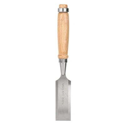 Image of Wood Chisel Tool, 32mm Cr V Construction Wooden Handle Flat for Carpenter Woodworking Carving