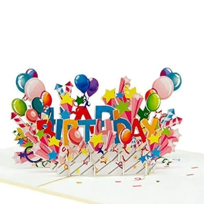 Image of Favour Pop Up® TBX124 3D Birthday Card in 3D, Colourful &quot;Happy Birthday&quot; that is Guaranteed to Bring Pleasure Format 13 x 18 cm