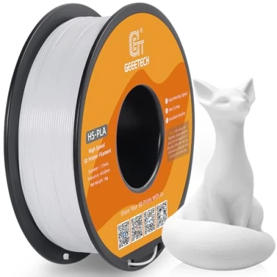 Image of GEEETECH HS PLA Filament 1.75 mm 3D Printer for High Speed Printers, Spool, 1 kg, White…