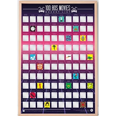 Image of Gift Republic 80s Movies 100 Bucket List Scratch Poster ,White, 42 x 60cm
