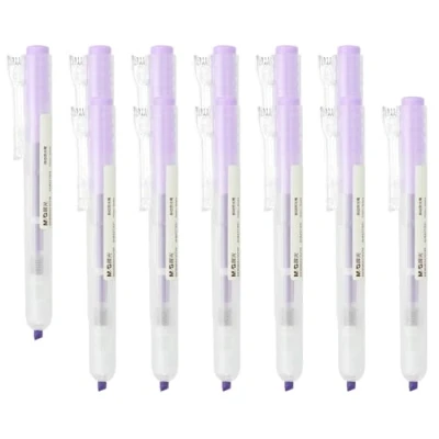 Image of M&amp;G Purple Highlighter, 12 Pack Retractable Highlighters Click High Lighters No Bleeds Highliters Pens Neon Clear View Bright Marker for Books