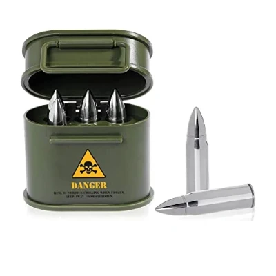 Image of Bar Originale Bullet Ice Cubes in Ammo Case Silver 6 Pack