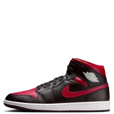 Image of Jordan AIR 1 MID Hightop trainers, Men&#039;s, Size: 7, Black/varsity red/summit white Leather