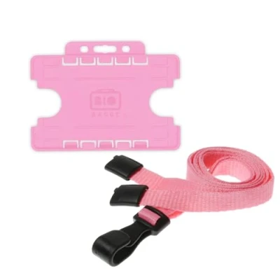 Image of Customcard Safety Breakaway Lanyard with Open face ID Card Holder Pink