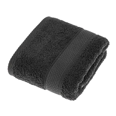 Image of HOMESCAPES Black Turkish Cotton Hand Towel Super Soft Thick &amp; Absorbent 500 GSM Heavy Weight for everyday Luxury