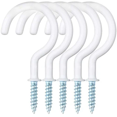 Image of Yogopro Cup Hooks,30 Pcs Hooks Screw in White Mug Holder Plastic Coated Heavy Duty Hook Hangers 50mm (2 inch)