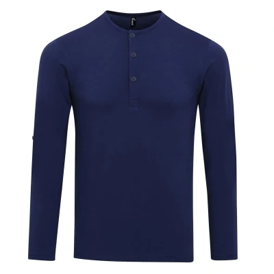 Image of Premier Unisex Mens Long John Roll Sleeve Tee (Indigo) Purple Size Small