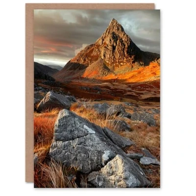 Image of Artery8 Greeting Card Tryfan Mountain Summit Sunset Wales Snowdonia Blank For All Him Or Her Art Birthday