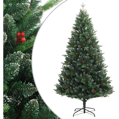 Image of vidaXL Artificial Hinged Christmas Tree with Red Berries 210 cm