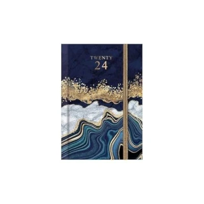 Image of 2025 A6 Marble Blue Green Diary Week to View Wide Diaries (Marble)