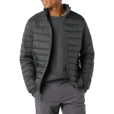 Image of Amazon Essentials Men&#039;s Packable Lightweight Water Resistant Puffer Jacket (Available in Big &amp; Tall), Dark Grey, XXL