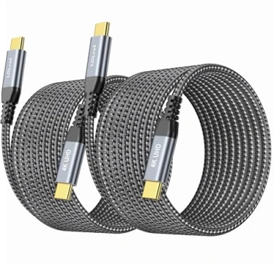 Image of Long USB C 3.2 Gen 2 to Type Cable [3m/300cm, 2Pack], 4K Video Output, 10Gbps Data Transfer, 100W PD Fast Charging for Oculus Quest 2, MacBook Pro, iPhone 15 PS 5, Pixel 9
