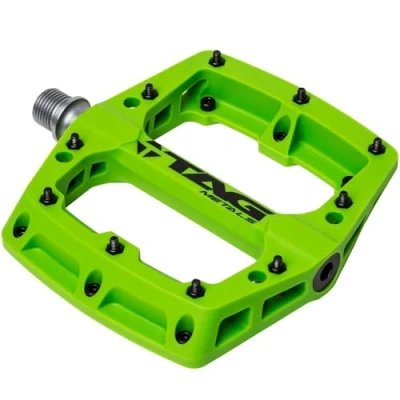 Image of TAG Metals T3 Nylon MTB Pedals 9/16&quot; Axle Durable, Lightweight Platform with Anti Slip Pins, Ideal for Mountain Biking and BMX (Green)