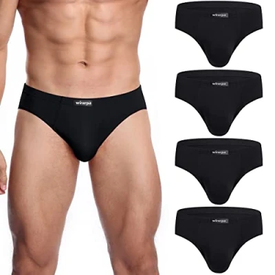 Image of wirarpa Men&#039;s Black Modal Briefs Underwear Super Soft Microfibre Underpants No Front Slips Covered Waistband 4 Pack XX Large