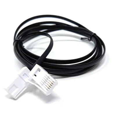 Image of DRUT 2m, BT to 4 Wire 431A Male Plug Telephone Flat Cable Lead (6.5ft, Black)