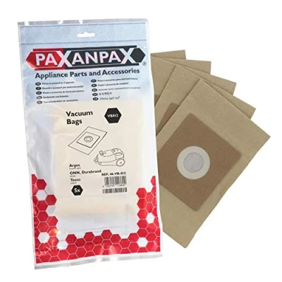 Image of Paxanpax VB812 Compatible Paper Bags Argos Proaction CJ053 Onn Duraband DBV001 Tesco VCBD15 Series (Pack of 5), 0 Decibeles