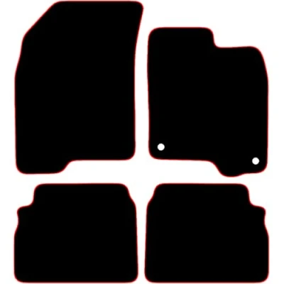 Image of Carsio Carpet Car Mats For Chevrolet Aveo 2008 2011 Tailored Fit Floor Mat Set Complete Accessory Black Custom Fitted All Weather, Anti Slip Backing &amp; Red Trim