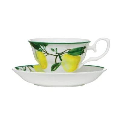 Image of Premier Housewares Lemon Tree Cup and Saucer, 160 ml