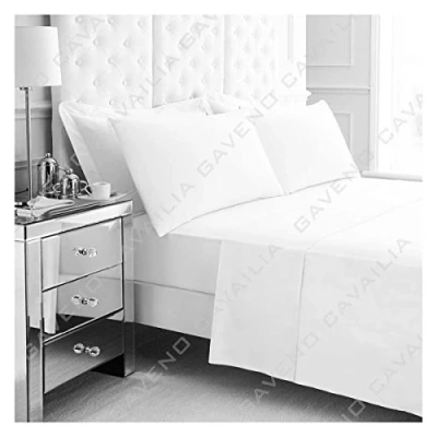 Image of Gaveno Cavailia Luxury Non Iron PERCALE FLAT Sheet, Poly Cotton, White, Double