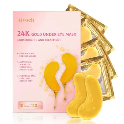 Image of Aivoch 10Pairs/20Pcs 24K Gold Under Eye Patches, Collagen Masks for Dark Circles and Puffiness, Reduce Wrinkles Puffy Eyes, Refresh Your Skin, Women Skincare Treatment Products