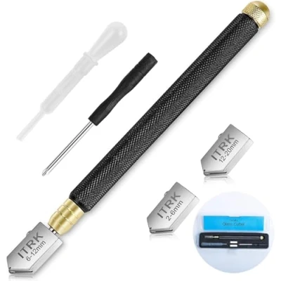 Image of Glass Cutter, Upgrade Cutter Tool 2mm 20mm, Pencil Style Oil Feed Carbide Tip for Cutting Tool/Tiles/Mirror/Mosaic