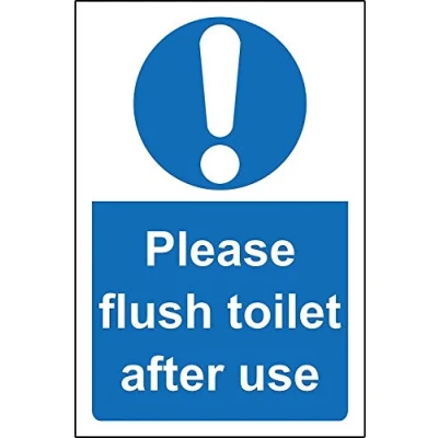 Image of Please flush toilet after use Safety sign 1.2mm Rigid plastic 150mm x 100mm