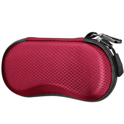 Image of Fintie Sunglasses Case, Hard EVA Shell Shockproof Sport Glasses Case with Metal Carabiner Travel Zipper Eyeglasses Red, One size
