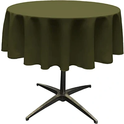 Image of LA Linen Polyester Poplin Round Tablecloth, Olive, 58 Inch,