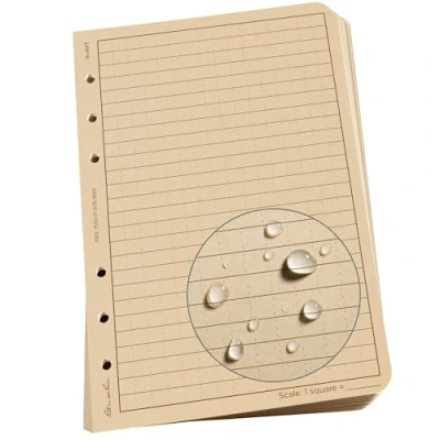 Image of Rite in the Rain Waterproof Loose Leaf Universal Paper 100 Sheets Colour Tan 6 hole Punch Recyclable Fits Ring Binder 9200T No.210 and No.210T All Weather Paper,4⅝ x 7 Inch