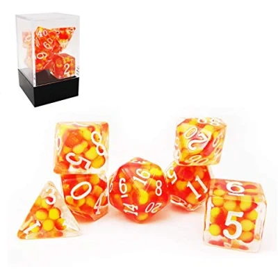Image of Bescon Firey Pearl Polyhedral Dice Set, Fire Poly RPG set of 7