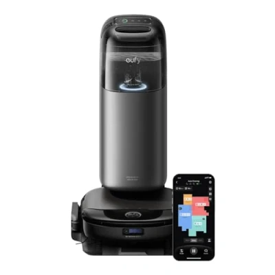 Image of eufy Omni S1 Pro, Robot Vacuum Cleaner with Mop, Floor Washing, 8000 Pa, Obstacle Avoidance, Corner to Edge Deep Cleaning and Lift Auto Mop Washing &amp; Drying, Self Emptying, Detergent Dispenser