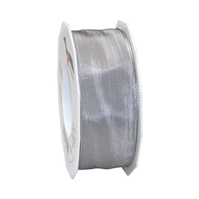 Image of Präsent Lyon Wired Taffeta Ribbon Sterling Silver 40 mm Width, 25 m Length