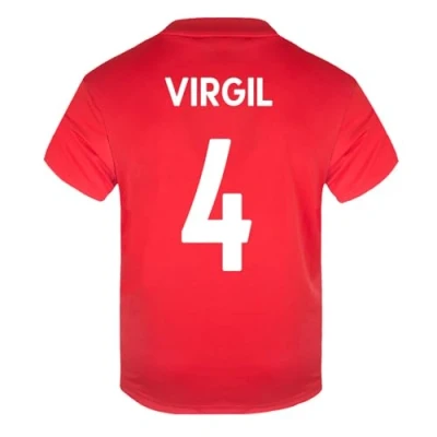 Image of Liverpool FC Boys Virgil 4 Poly T Shirt Red White 6 7 Years