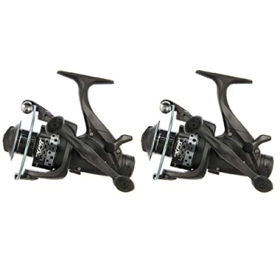Image of 2x Carp Fishing Baitrunner Reel with Twin Handle And 10 Ball Bearing + Spare Spool