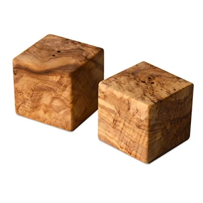 Image of D.O.M. Olive Wood Salt and Pepper Shakers Set of 2