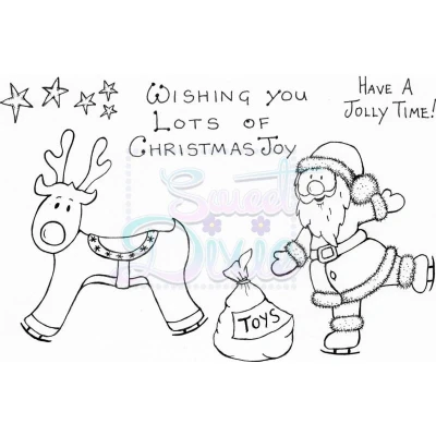 Image of Sweet Dixie Skating Santa Clear Stamp Set
