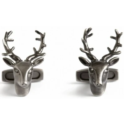 Image of Simon Carter Mens Pursuits Stag Head Cufflinks Silver