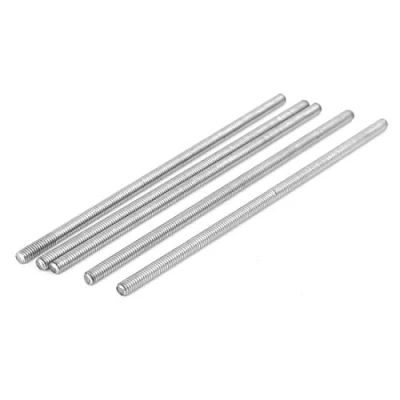 Image of Sourcingmap M4 x 100mm 304 Stainless Steel Fully Threaded Rod Bar Studs Silver Tone 5 Pcs