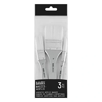 Image of Liquitex Basics Brush, Synthetic Fibre, Multi Coloured, Pinsel Set 3 Synthetikpinsel Flach