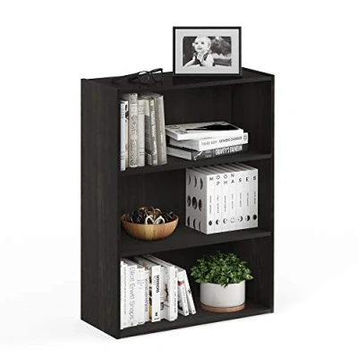Image of Furinno Pasir 3 Tier Open Shelf Bookcase, Espresso